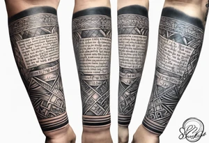 Sleeve with bible verses religious tattoo idea