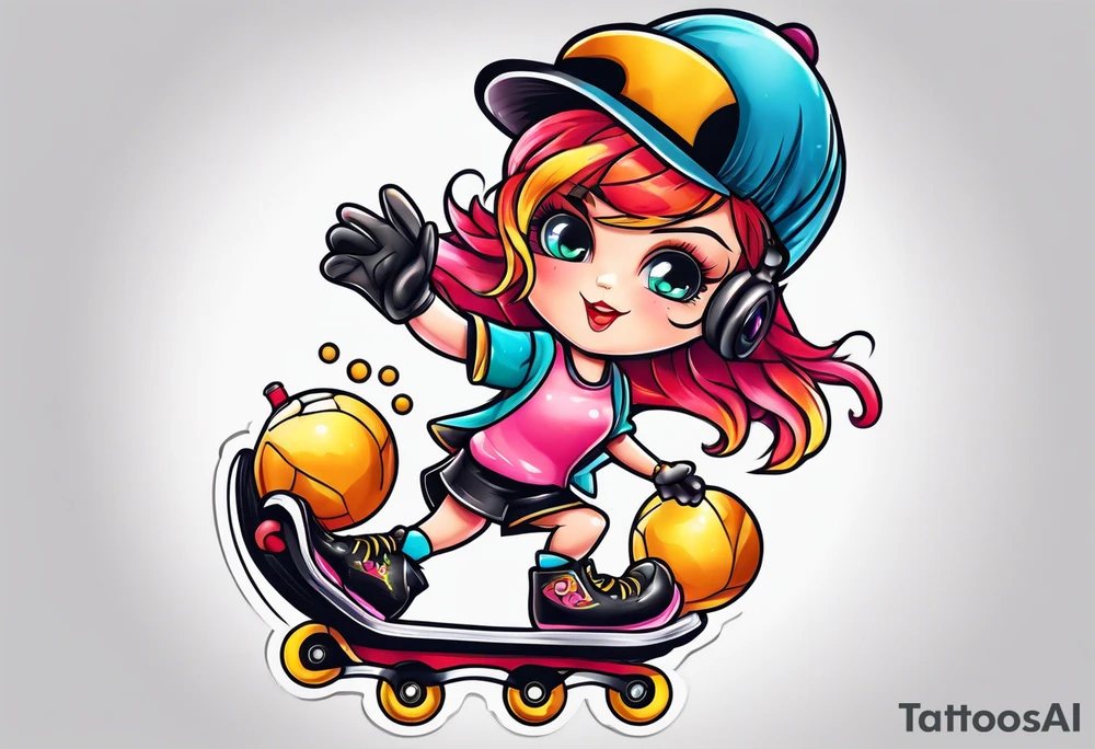 Roller skating girl tattoo idea