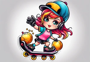 Roller skating girl tattoo idea