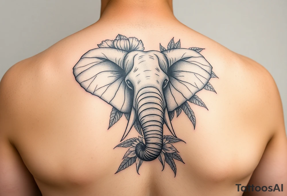 Elephant flowers soft  on the arm small tattoo color tattoo idea