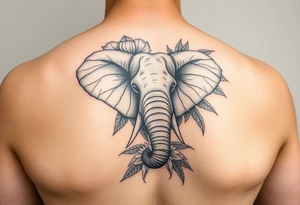 Elephant flowers soft  on the arm small tattoo color tattoo idea