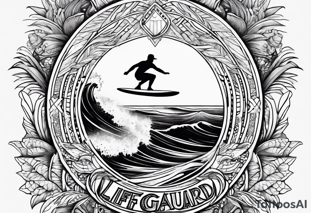 Ocean vibes lifeguard surfer tattoo idea