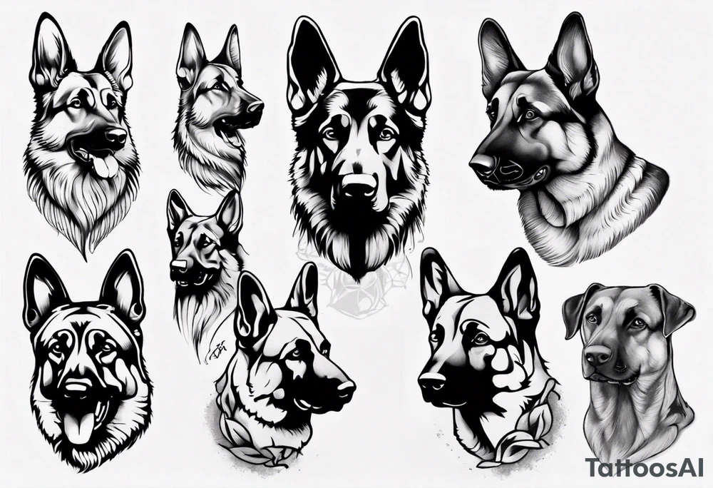 German Shepherd portrait tattoo idea