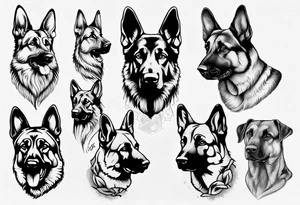 German Shepherd portrait tattoo idea
