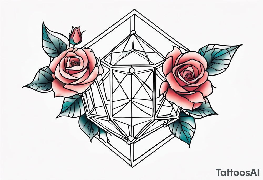 Tesseract and roses tattoo idea