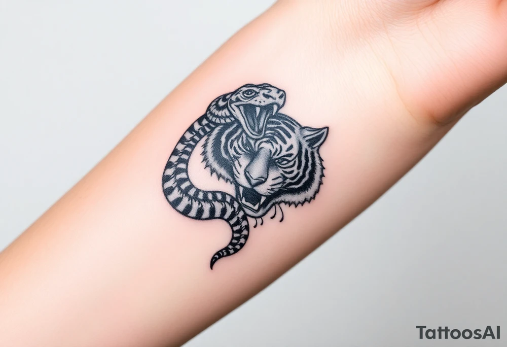 Snake and tiger tattoo idea