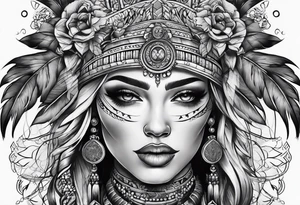 buffalo and woman whole body tattoo idea