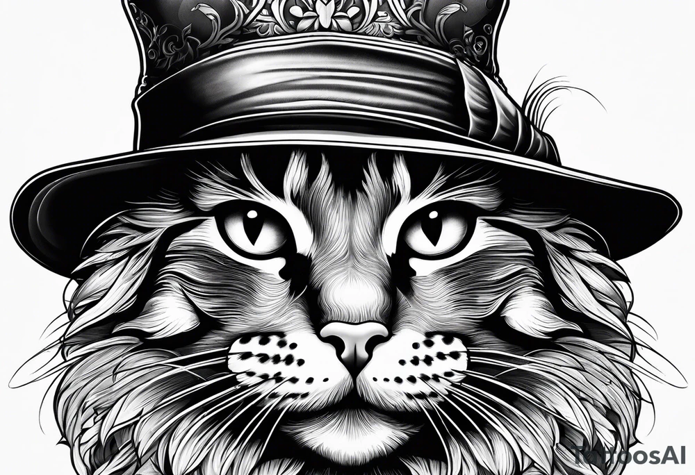 cat with a hat tattoo idea