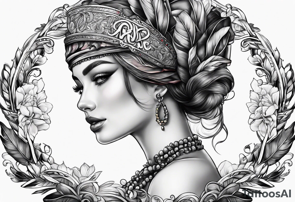 the letters A R in the middle of a headband tattoo idea