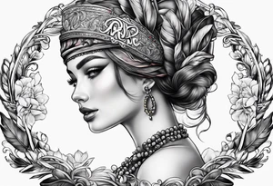 the letters A R in the middle of a headband tattoo idea