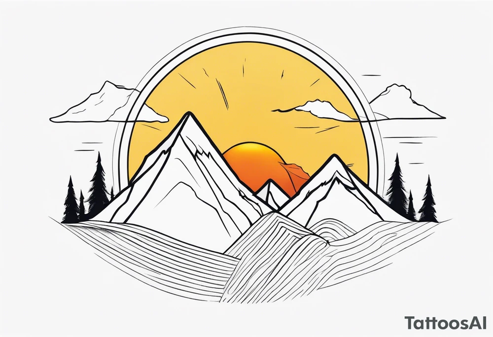 mountains with a sun tattoo idea