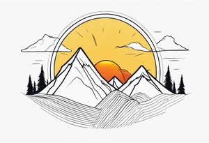 mountains with a sun tattoo idea