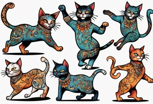 Dancing cat tattoo idea