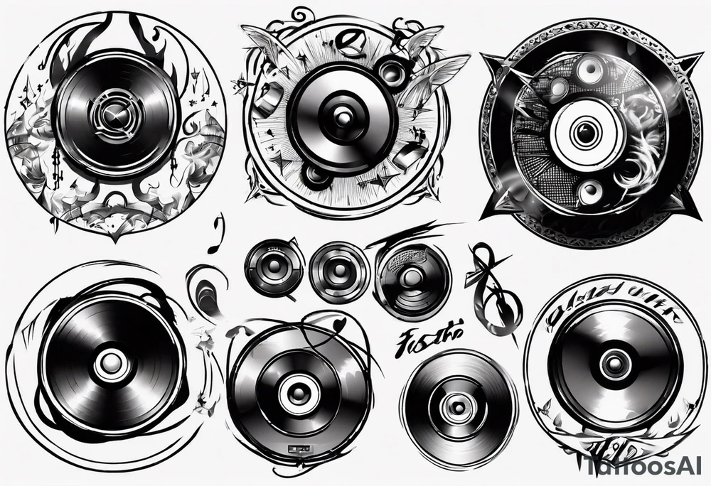 speaker music disc jokey tattoo idea