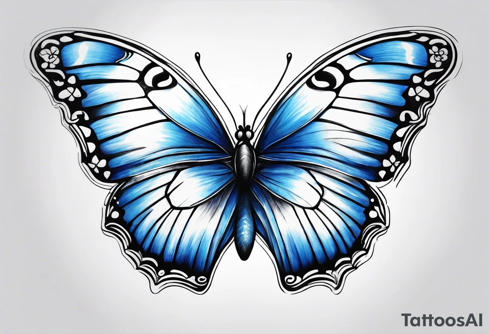 Blue butterfly tattoo idea