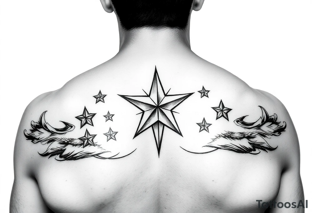 powerful human with stars tattoo idea
