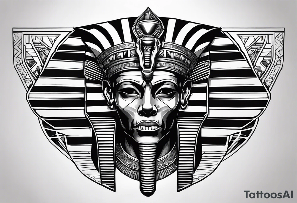 Black pharaoh skull tattoo idea