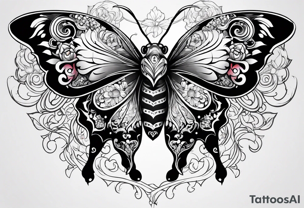 Butterfly and bull tattoo idea