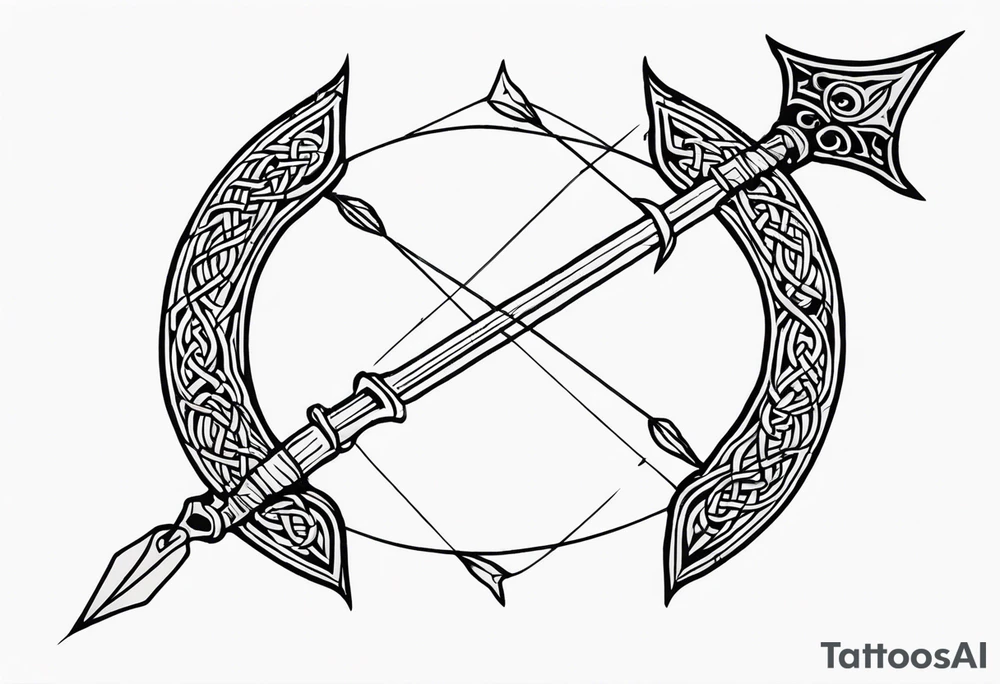 celtic bow and arrow not stretched tattoo idea