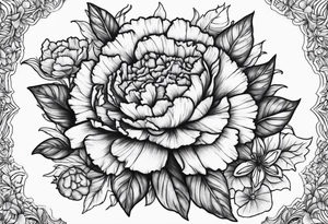 Carnation with sun and moon background tattoo idea