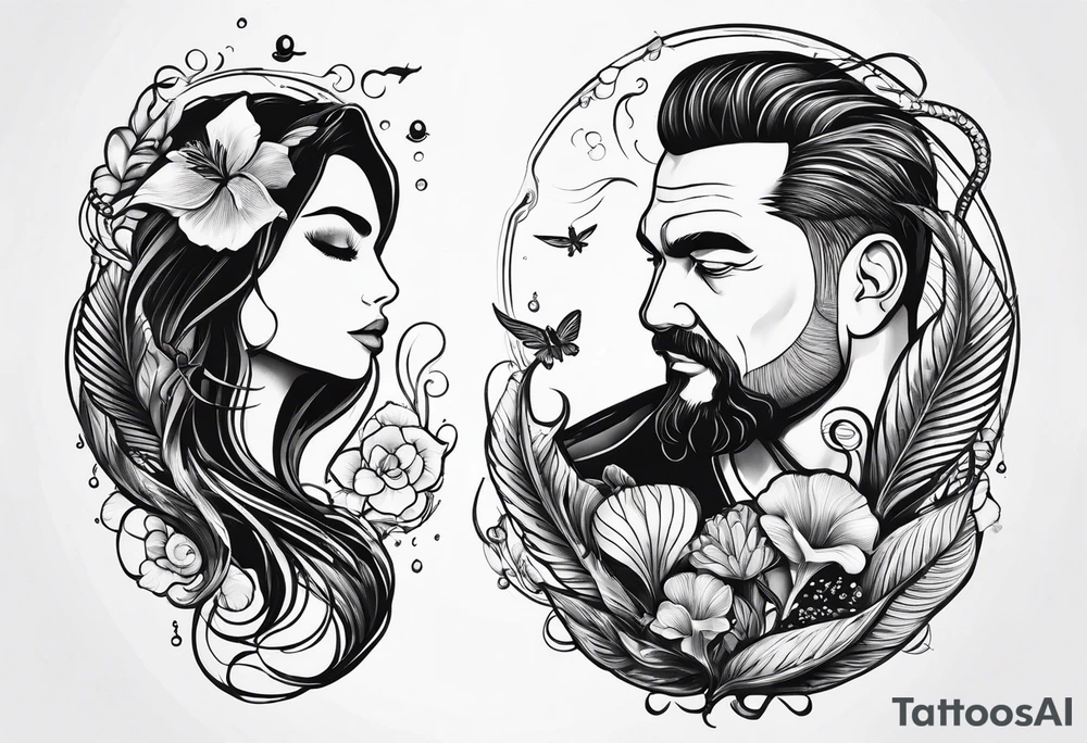 Father daughter matching 2 separate tattoos . Water related. Marine life tattoo idea