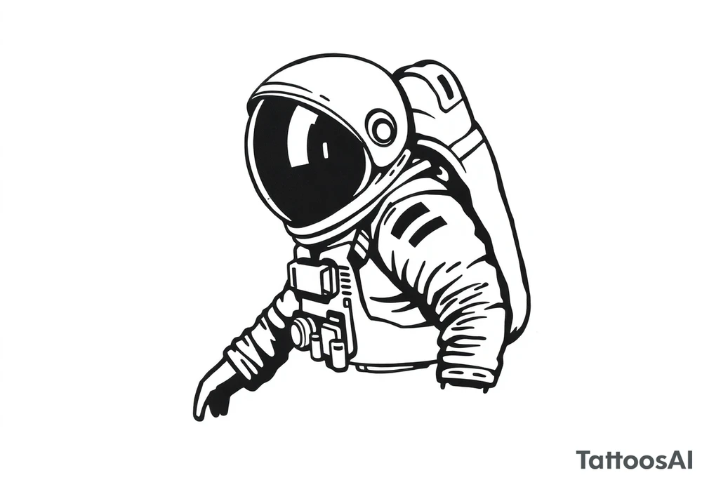A realistic stencil silhouettestyle drawing of a astronaut tattoo idea