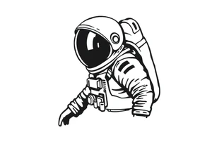 A realistic stencil silhouettestyle drawing of a astronaut tattoo idea