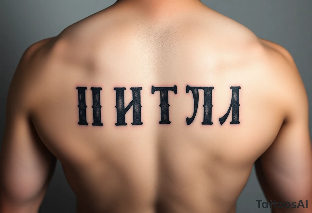 "Prison-style tattoo with text 'ПРАВИЛА НЕТ' in bold Cyrillic letters, but each letter is made of:  
- Binary code (0 and 1)  
- Micro-quotes from 'Generation P' (0.3mm font)  

Style: Faded jailhouse ink, uneven lines. Placement: Ribs. Black/blue ink only." tattoo idea