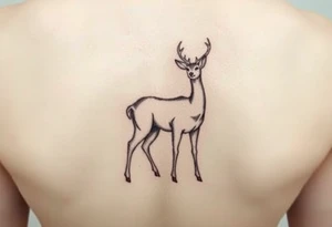 Simplistic shin tattoo of deer. I want the tattoo to emphasize the innocence, calmness, attentiveness, and beauty of the deer tattoo idea