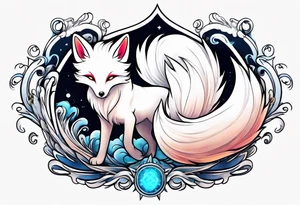 White fox mystic ninetails tattoo idea