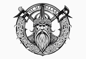 Valhalla viking shield axe sword warrior tattoo idea