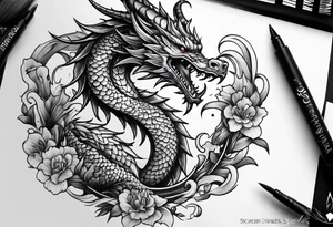 Weiblicher drachen tattoo idea