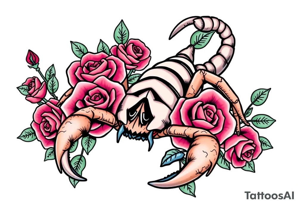 Scorpion with roses tattoo idea