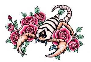 Scorpion with roses tattoo idea