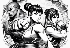 street fighter 3 makoto, chun li fighting tattoo idea