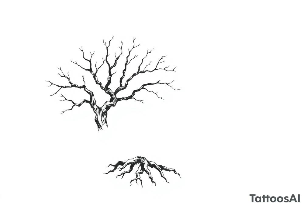 tree with 6 branches and 6 roots tattoo idea