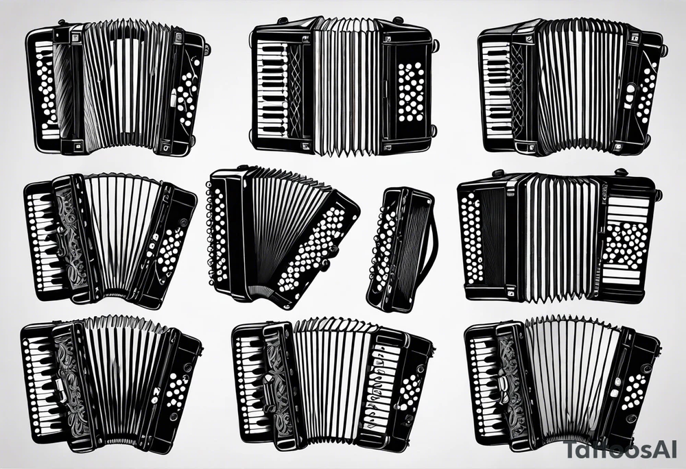 Accordion on a burnt paper tattoo idea