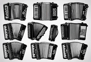 Accordion on a burnt paper tattoo idea