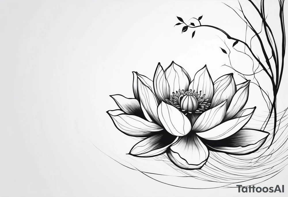 A lotus flower with long branches tattoo idea