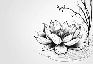 A lotus flower with long branches tattoo idea