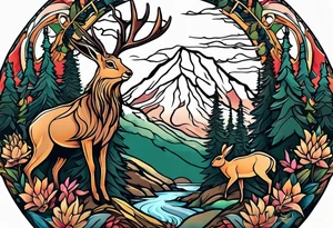 jackelope  mountain forest tattoo idea