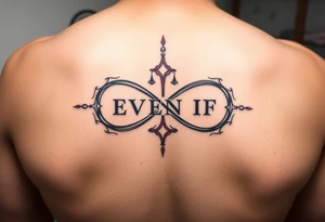 spiritual infinity symbol with EVEN IF tattoo idea