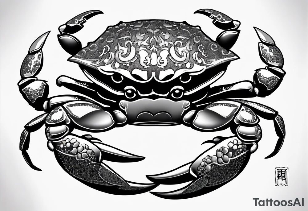 Crabs en blanco en negro con numero 69 tattoo idea
