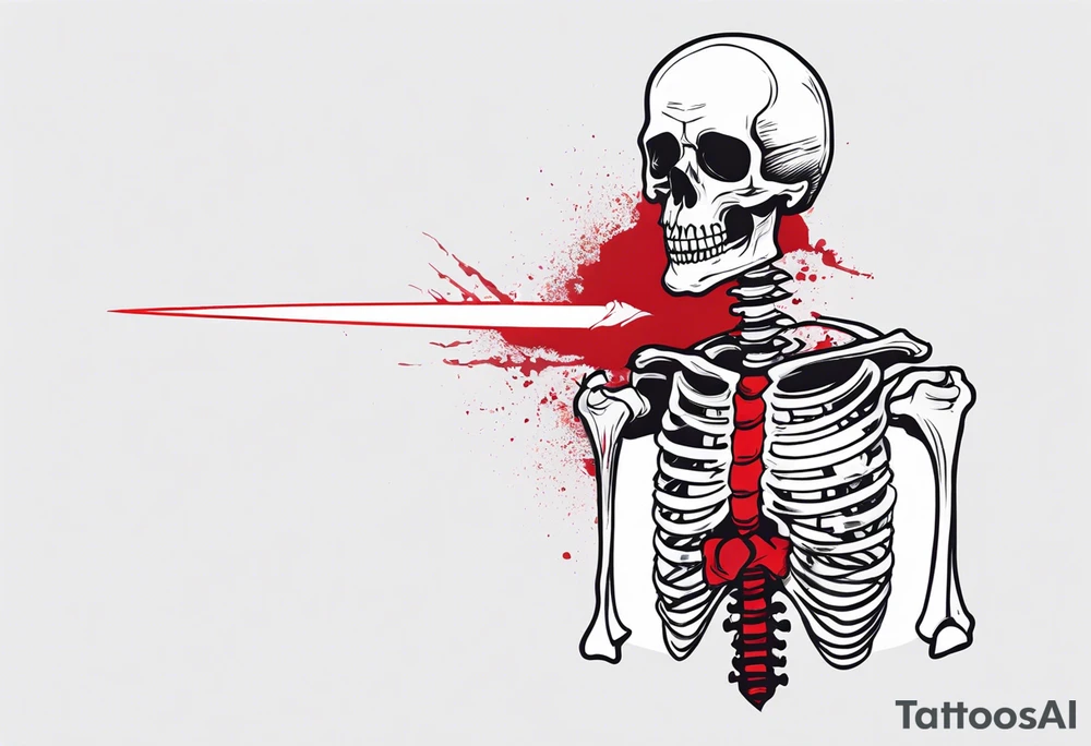 skeleton stabbed through chest with broadswoard tattoo idea