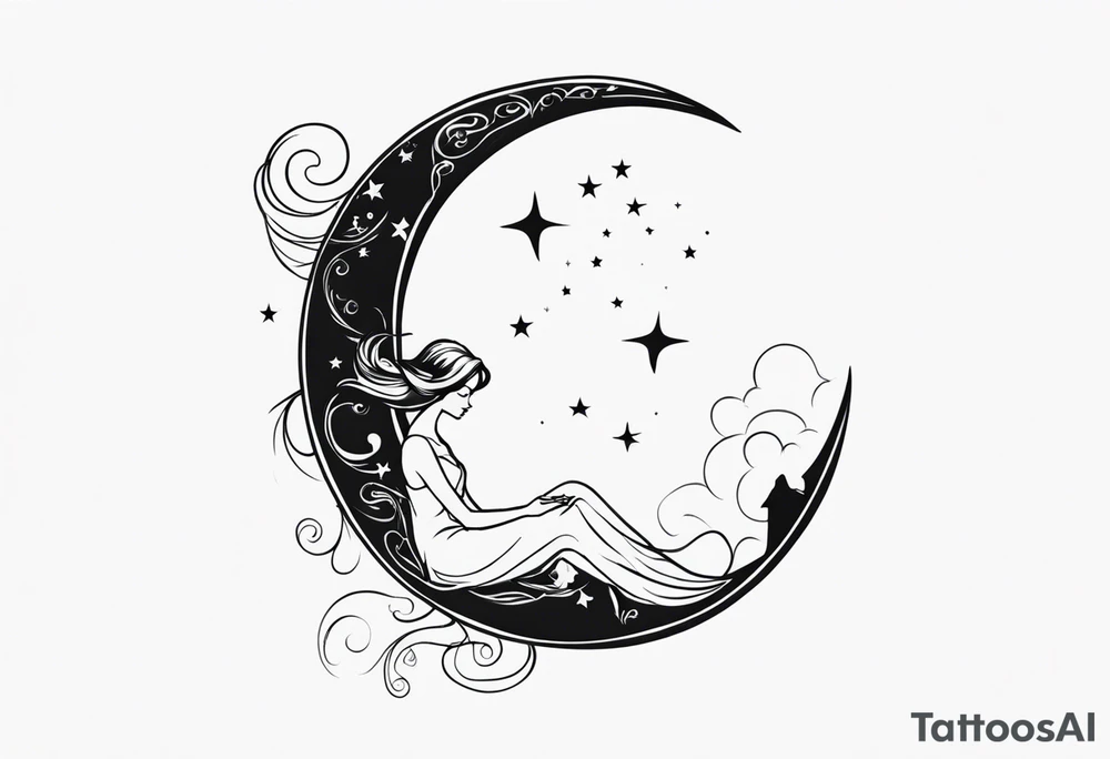 Moon, fairy tattoo idea