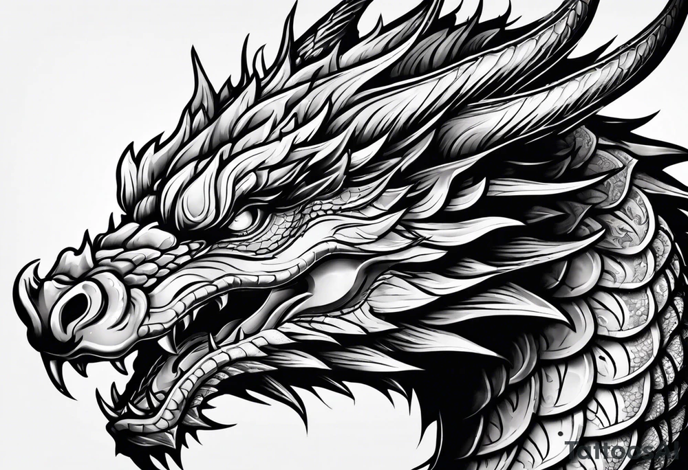Dragon head facing front tattoo idea