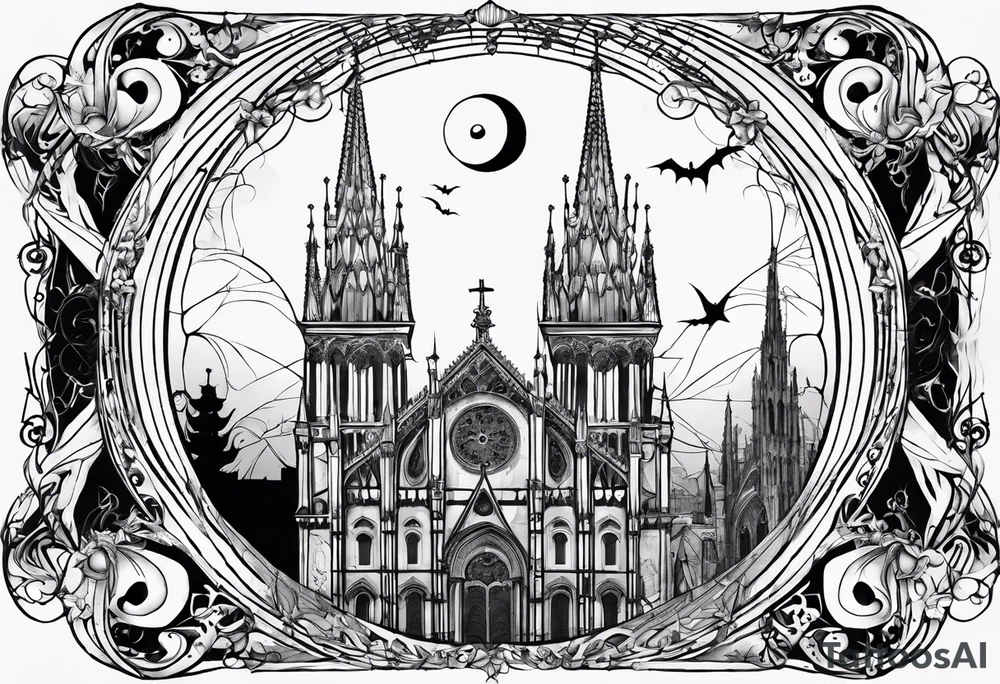 Jack Skellington with duomo of milano tattoo idea