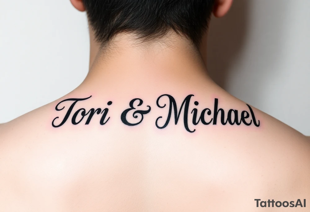 The names Tori and Michael in chinco tattoo idea