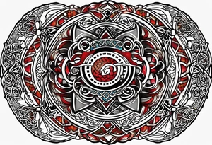 full sleeve. japanese wave mixed in celtic tribal patterns equally. fraser clan tartan tattoo idea
