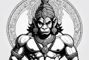 Hanuman ji with mace tattoo idea